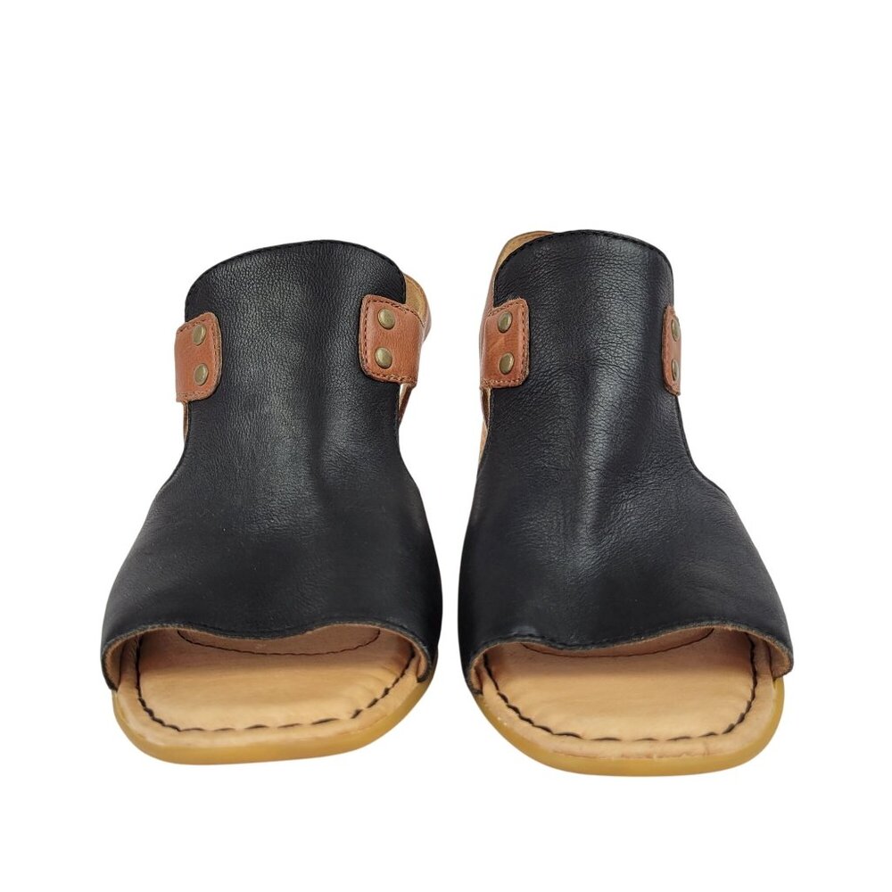 Born Black & Brown Leather Open-Toe Block Heel Sandals 7M - Picture 7 of 12